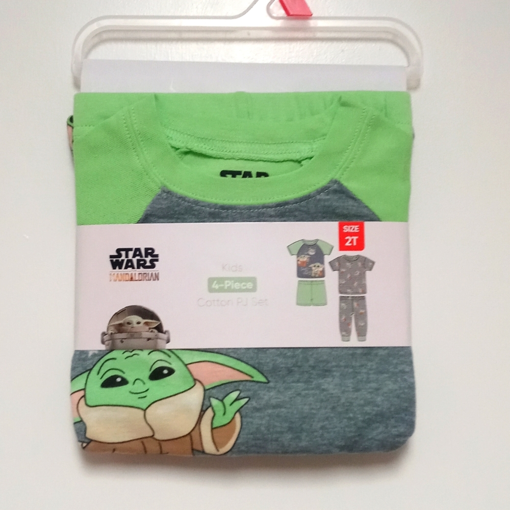 Star Wars * The Mandalorian 4-Piece Kids Cotton PJ Set. Green Gray SZ 2 Beog920